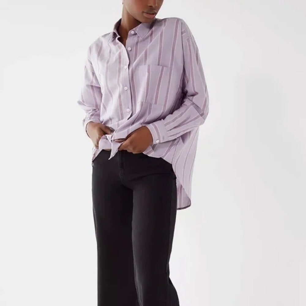 Urban Outfitters Percy Oversized Striped Shirt Lavender Purple Stripe Large